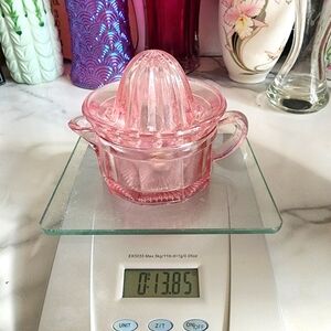 Glass Juicer Reamer w lid. Blush pink. 2 piece